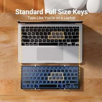 iClever Backlit Foldable Keyboard, BK05 Wireless Folding Keyboard with Backlight, Portable Bluetooth Keyboard for Travel, Compact Keyboard for iPad Tablet Laptop PC Smartphone, Support 4 Devices