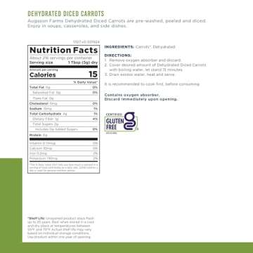 Augason Farms Dehydrated Diced Carrots, 216 Servings