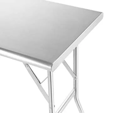 GRIDMANN Stainless Steel Folding Table 48 x 24 Inch, NSF Kitchen Prep & Work Table