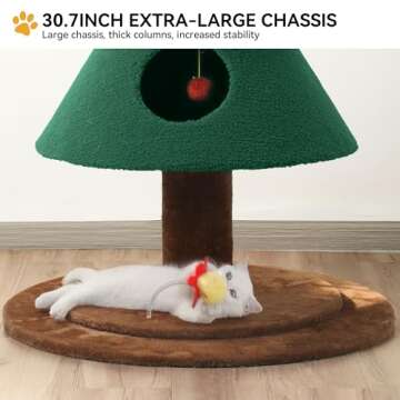YITAHOME 60 in Christmas Cat Tree for Indoor Cats, Tall Cat Tower Furniture with 2 Large Condos, 5ft Christmas Tree Party Decoration with Cat House and Beds