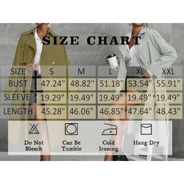Cicy Bell Women's Double Breasted Long Trench Coat Lapel Midi Jacket with Belt Overcoat