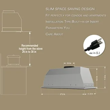 FIREGAS 30 Inch Range Hood Insert with Gesture Control