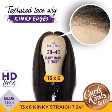 Sensationnel Curls kinksandco kinkyedges wig - kinky straight 24 inch 13x6 lace frontal natural kink...