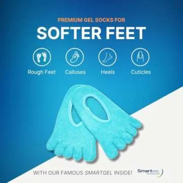 NatraCure 5-Toe Gel Lined Foot Moisturizing Socks – Aloe & Shea Infused Fuzzy Hydrating Socks for ...