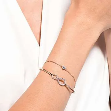 Swarovski Infinity Crystal Bangle - Elegant Rose Gold Jewelry