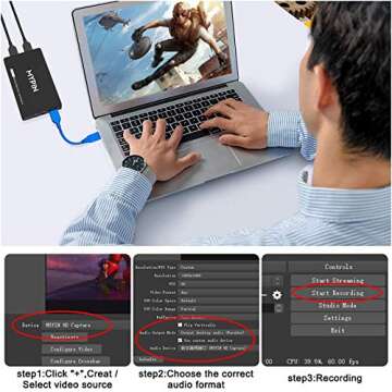 MYPIN USB3.0 HDR 4K Capture Card for Live Streaming, Capture 1080P@60fps Support Microphone and Gamepad Party Chat for Nintendo Switch/ PS4 /Xbox One 360 /Wii U/Action Camera/DSLR Camcorder