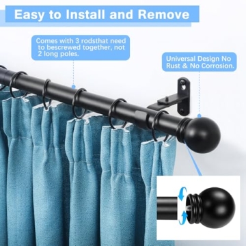 AMZSEVEN Adjustable Curtain Rods 16-60 Inch Black