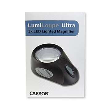 Carson LumiLoupe Ultra 5x LED Lighted Stand Loupe Magnifier with 3 Brightness Settings (LL-88)