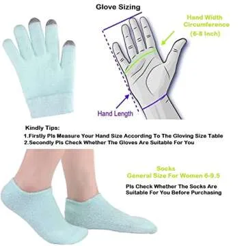 Moisturizing Spa Gloves and Socks Set Gel Gloves and Socks Heal Eczema Cracked Dry Skin for Repair Treatment Touch Screen Gift for Women