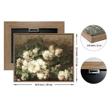 Pinetree Art Framed Canvas Wall Art for Living Room Decor, Vintage Floral Painting Wall Art Prints R...