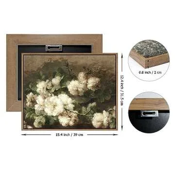 Pinetree Art Framed Canvas Wall Art for Living Room Decor, Vintage Floral Painting Wall Art Prints R...