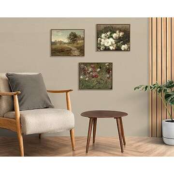 Pinetree Art Framed Canvas Wall Art for Living Room Decor, Vintage Floral Painting Wall Art Prints Rustic Farmhouse Bedroom Bathroom Decor (12" x 16", Blooming White Flowers)