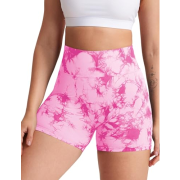 YEOREO Women's Pink High Waist Cycling Yoga Shorts