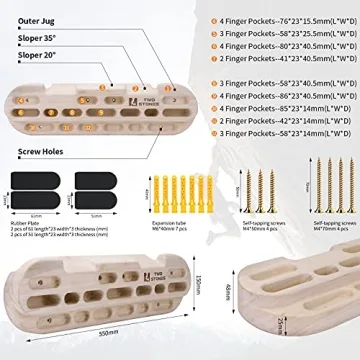 TWO STONES Climbing Hangboard Multi Practical Holds