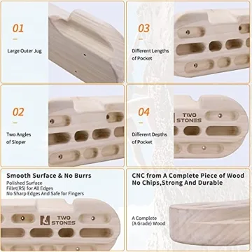 TWO STONES Climbing Hangboard Multi Practical Holds