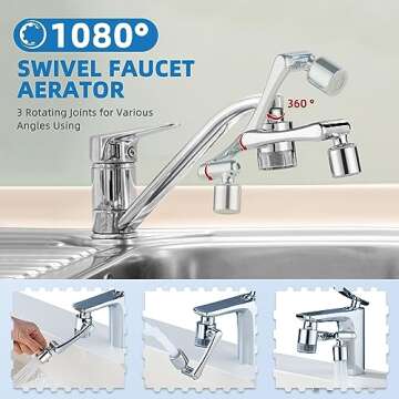 CECEFIN Water-Filter for Sink-Faucet Extender-Aerator - 9pcs Cartridges Reduce Chlorine for Bathroom/Kitchen Skin Face Eye Wash,Brass Faucet Mount Purifier System,1080°Rotating 2-Mode Swivel Aerator