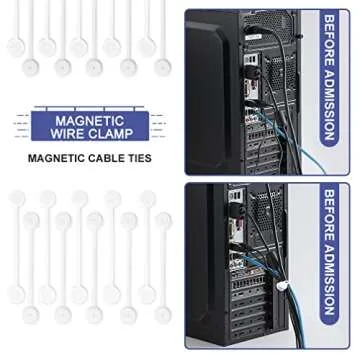 Kanemc White Magnetic Cable Ties 10-Pack, Silicone Cord Twist Ties Magnet Strap For Charging Wire Organizer, Earphone Cords Wrap, Fridge Magnets, Storage Or Travel