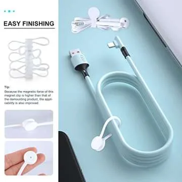 Kanemc White Magnetic Cable Ties 10-Pack, Silicone Cord Twist Ties Magnet Strap For Charging Wire Organizer, Earphone Cords Wrap, Fridge Magnets, Storage Or Travel