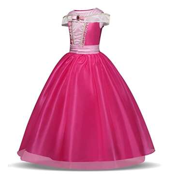 GJDAMFD Little Girls Elegant Pink Princess Dress up Clothes Halloween Birthday Party Costumes Kids Girls Dresses 5-6 Years