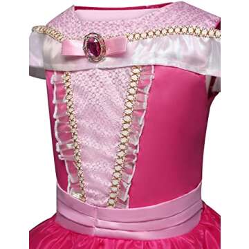 GJDAMFD Little Girls Elegant Pink Princess Dress up Clothes Halloween Birthday Party Costumes Kids Girls Dresses 5-6 Years