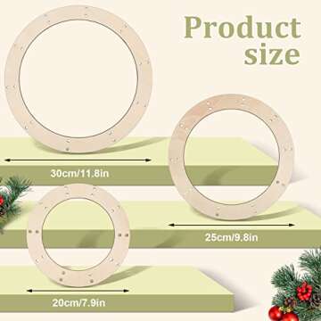 Seewey 6 Pcs Wooden Wreath Frames for Crafts Wood Wreath Form 8 10 12 Inch Unfinished Wooden Craft F...