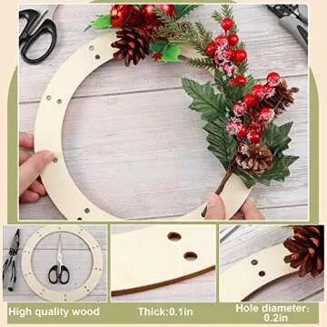 Seewey 6 Pcs Wooden Wreath Frames for Crafts Wood Wreath Form 8 10 12 Inch Unfinished Wooden Craft Floral Hoop Rings for DIY Wedding Christmas, Wall Door Hanging Decoration
