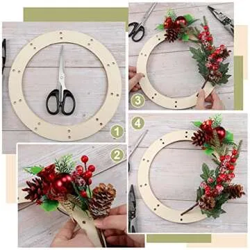 Seewey 6 Pcs Wooden Wreath Frames for Crafts Wood Wreath Form 8 10 12 Inch Unfinished Wooden Craft Floral Hoop Rings for DIY Wedding Christmas, Wall Door Hanging Decoration