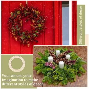 Seewey 6 Pcs Wooden Wreath Frames for Crafts Wood Wreath Form 8 10 12 Inch Unfinished Wooden Craft Floral Hoop Rings for DIY Wedding Christmas, Wall Door Hanging Decoration