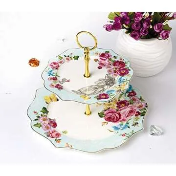 Elegant 2-Tier Bone China Cake Stand for Celebrations