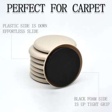 Furniture Sliders, 8 Pcs 3 1/2'' Furniture Sliders Pads for Hardwood Floors, Chair Legs Floors Protectors, Reusable Round Glides Glider, Heavy Duty Furniture Movers Sliders