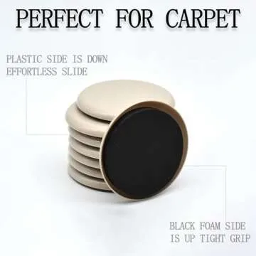 Furniture Sliders, 8 Pcs 3 1/2'' Furniture Sliders Pads for Hardwood Floors, Chair Legs Floors Protectors, Reusable Round Glides Glider, Heavy Duty Furniture Movers Sliders