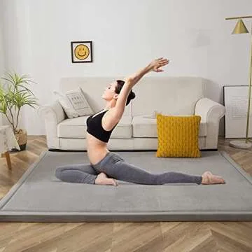 MAXYOYO Baby Play Mat, 1.2" Thick Memory Foam Soft Padded Carpet with Non-Slip Backing, 3x5 ft Japanese Tatami Rug Living Room for Kids, Toddler, Children, Nusery(Grey)