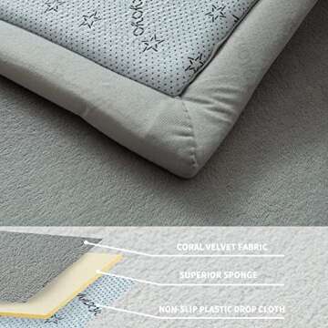 MAXYOYO Baby Play Mat, 1.2" Thick Memory Foam Soft Padded Carpet with Non-Slip Backing, 3x5 ft Japanese Tatami Rug Living Room for Kids, Toddler, Children, Nusery(Grey)