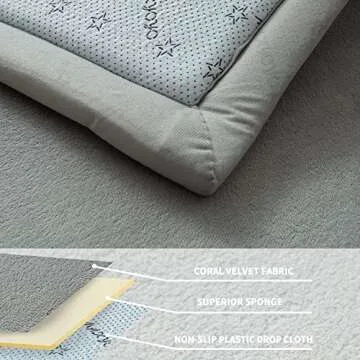 MAXYOYO Baby Play Mat, 1.2" Thick Memory Foam Soft Padded Carpet with Non-Slip Backing, 3x5 ft Japanese Tatami Rug Living Room for Kids, Toddler, Children, Nusery(Grey)