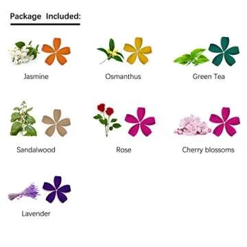 OTOFY 70 PCS Backflow Incense Cones Green Tea Incense Osmanthus Jasmine Incense Lavender Rose Sandalwood Mixed Natural Incense Cone, Backflow Incense Burners Special (Incense Cones)