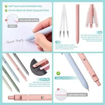 Jutom 38 Pcs Book Annotation Kit Aesthetic Highlighters Gel Pens Set Sticky Notes Tabs Markers Dual Ended Highlighter Quick Dry Ink Pens for Office Annotating Books(Classic Color,Square)