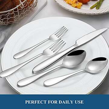 20-Piece Silverware Set, Wildone Stainless Steel Flatware Set Service for 4, Tableware Cutlery Set for Home Kitchen Hotel Restaurant, Mirror Polished, Dishwasher Safe