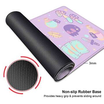 HUOCAIREN Kawaii Goth Purple Desk Mat, Cute Pink Witch Mystic Mouse Pad, Girls Gamer Desk Pad, XXL Extra Large Gaming Mat, 35.4 x 15.7 in