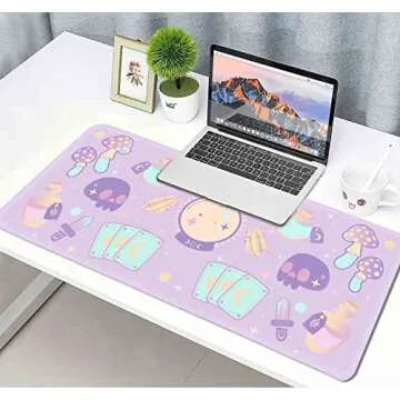 Kawaii Goth Purple Desk Mat for Gaming & Office