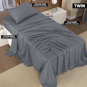 Utopia Bedding Twin Bed Sheets Set - 3 Piece Bedding - Brushed Microfiber - Shrinkage and Fade Resis...