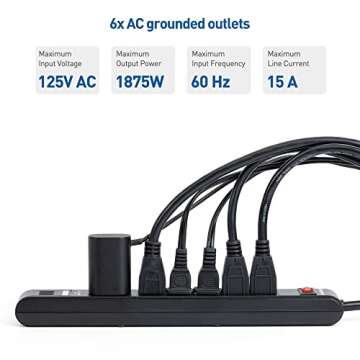 Cable Matters 6-Outlet Surge Protector with USB Ports