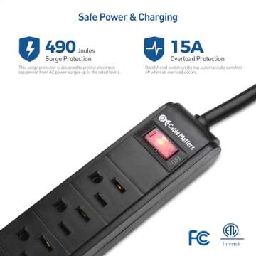 Cable Matters 6-Outlet Surge Protector with USB Ports