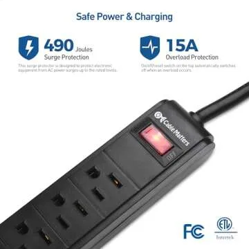 Cable Matters 6-Outlet Surge Protector with USB Ports