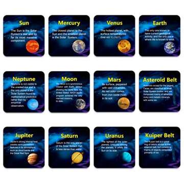 Giant Magnetic Solar System with 12 Individual Briefing Magnets.Perfect for Toddlers and Kids. (24 PCS)