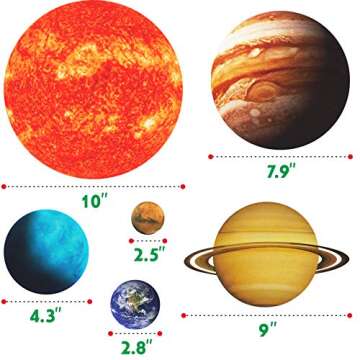 Giant Magnetic Solar System with 12 Individual Briefing Magnets.Perfect for Toddlers and Kids. (24 PCS)
