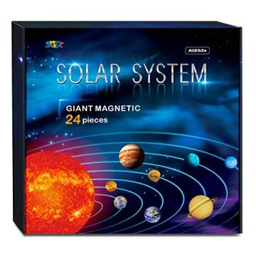 Giant Magnetic Solar System with 12 Individual Briefing Magnets.Perfect for Toddlers and Kids. (24 PCS)