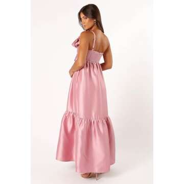 Petal & Pup Women's Betina Bow Front Maxi Dress, Dusty Rose