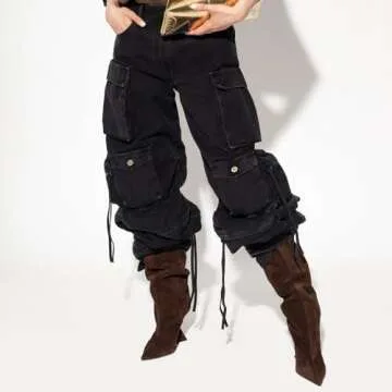 Kluolandi Womens Knee High Boots Sexy Pointed Toe Pull On Strange Wedge Heel Tall Boots for Women Brown Size 5