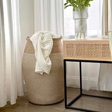 Goodpick Laundry Hamper | Large Woven Cotton Rope Basket