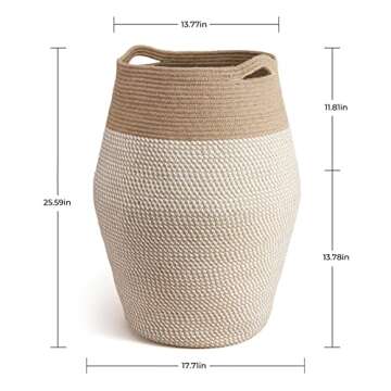 Goodpick Laundry Hamper | Large Woven Cotton Rope Basket